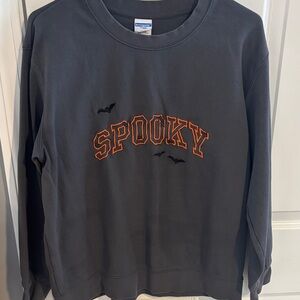 Gildan Charcoal Sweatshirt with Spooky Orange Design